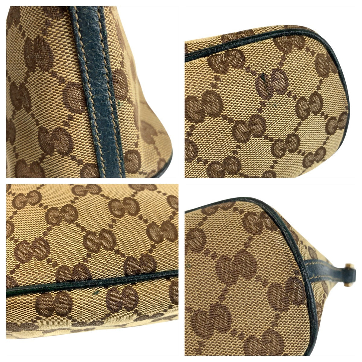 23253
GUCCI グッチ ベージュ ネイビー ゴールド金具 GGキャンバス 07198 ハンドバッグ アクセサリーポーチ レディース AB28