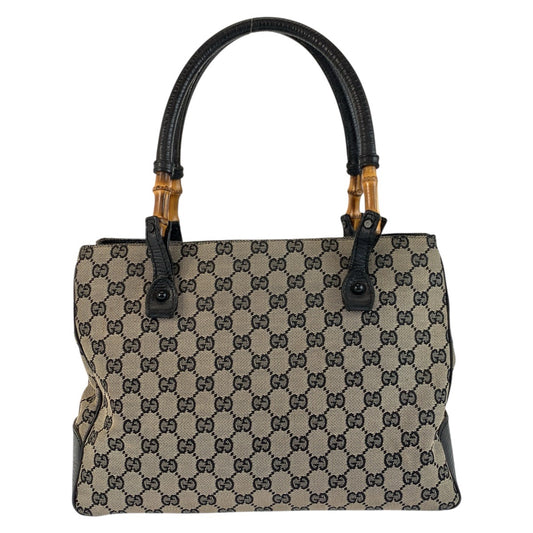 23254
GUCCI グッチ バンブー ブラック 黒 グレー GGキャンバス / レザー 112526 トートバッグ ショルダーバッグ レディース ABP35