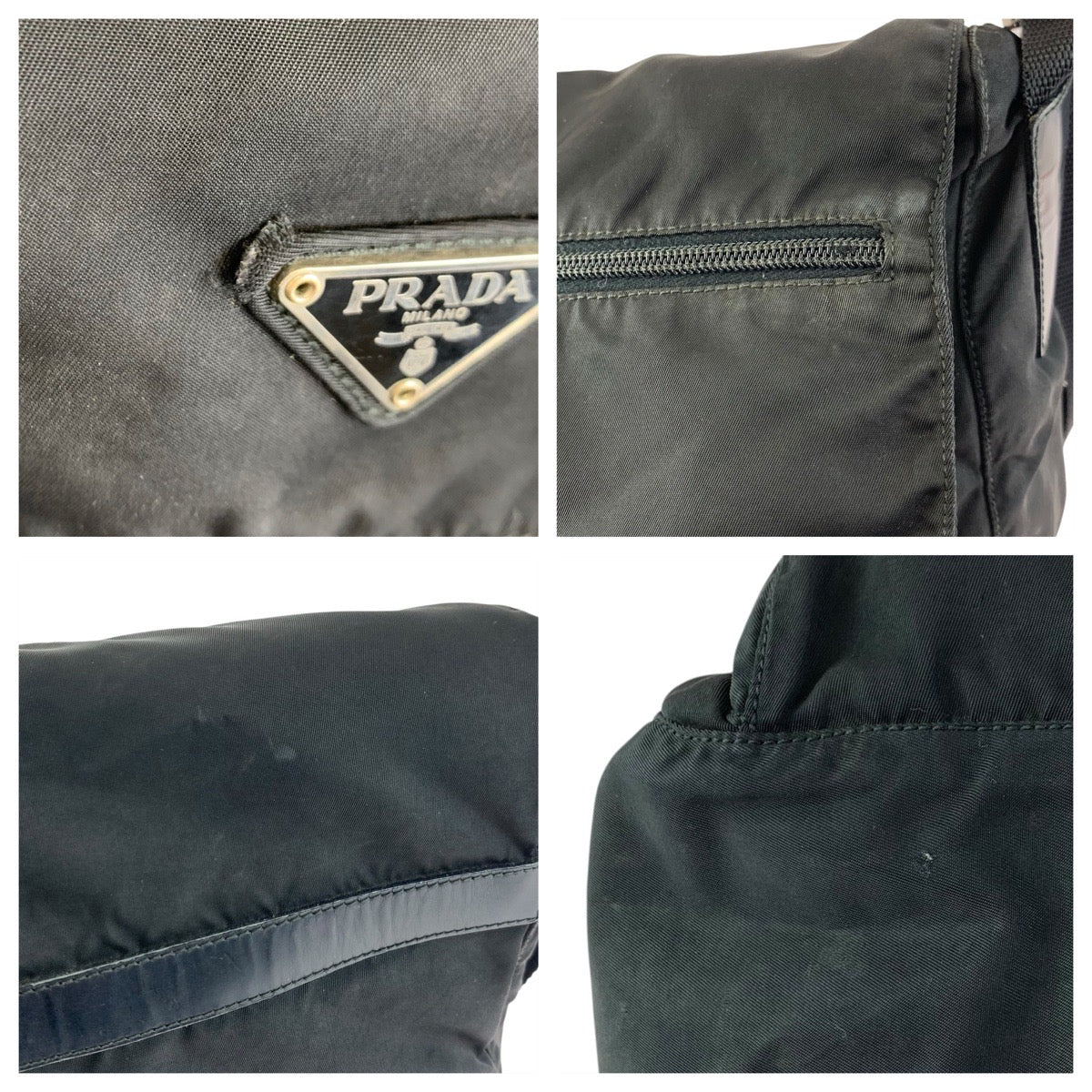 23256
PRADA Tessuto Triangle Logo Plate Black Silver Hardware Nylon Shoulder Bag Messenger Bag Ladies AB35