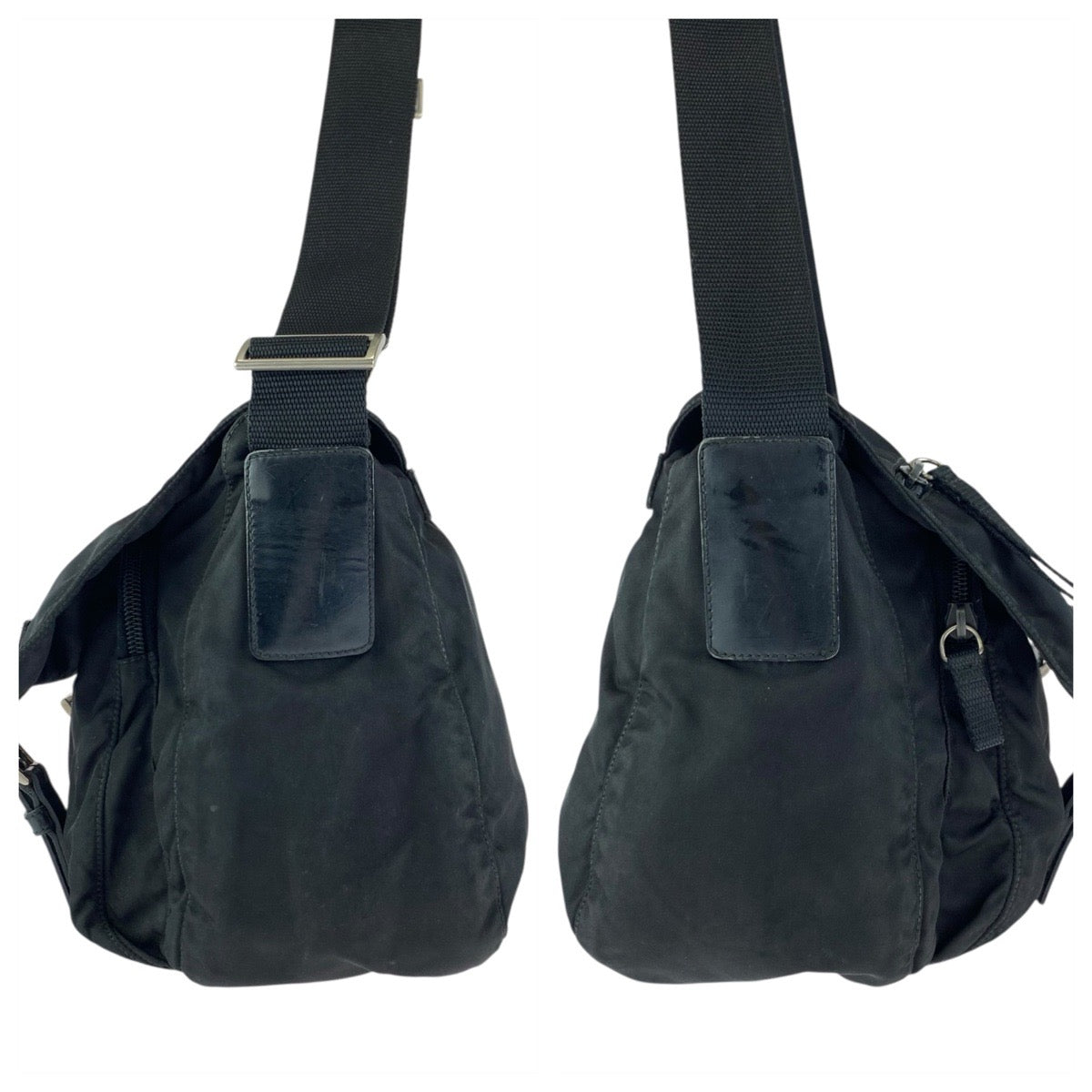 23256
PRADA Tessuto Triangle Logo Plate Black Silver Hardware Nylon Shoulder Bag Messenger Bag Ladies AB35