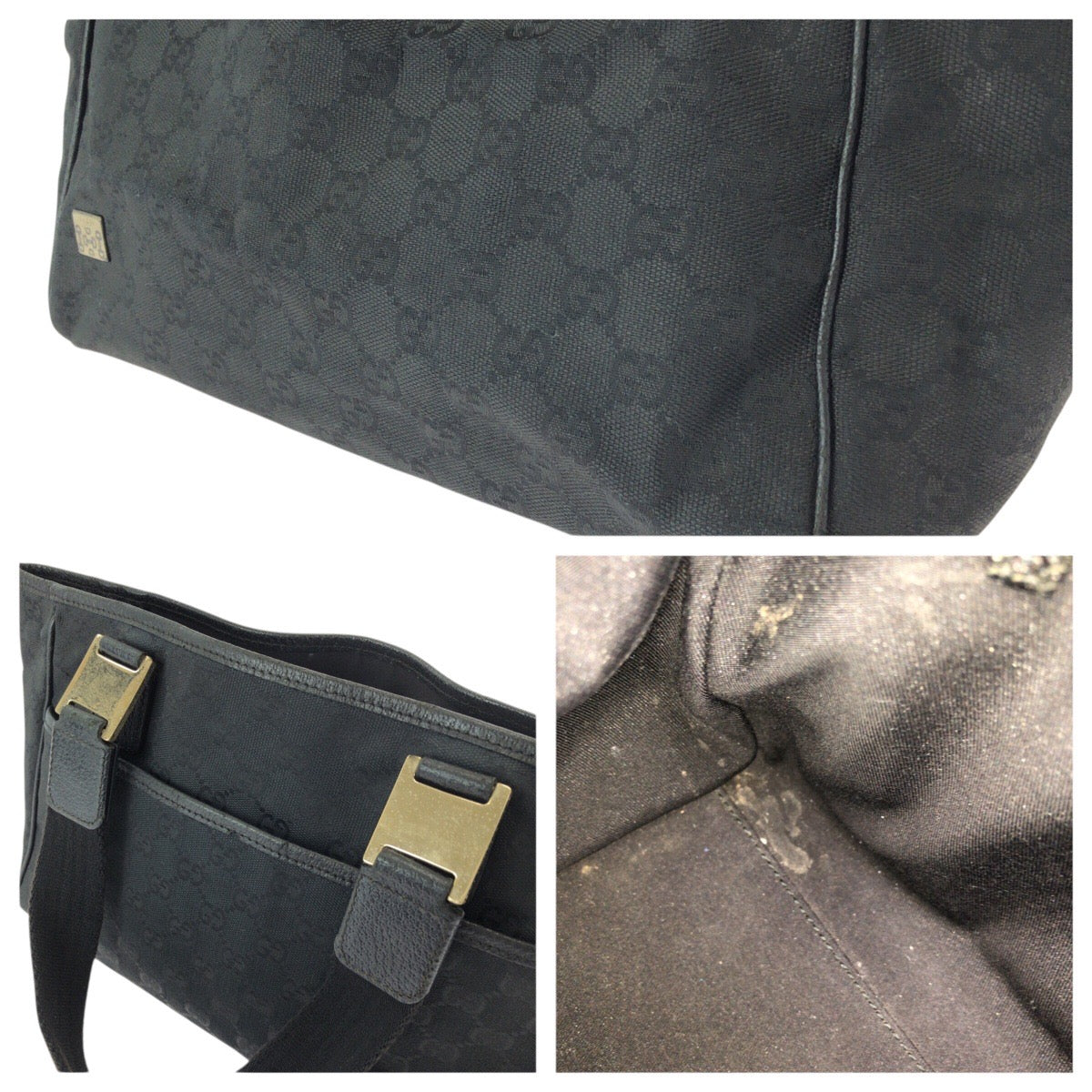 23257
GUCCI グッチ ホースビット ブラック 黒 ゴールド金具 GGキャンバス / レザー 145810 トートバッグ ハンドバッグ レディース AB28