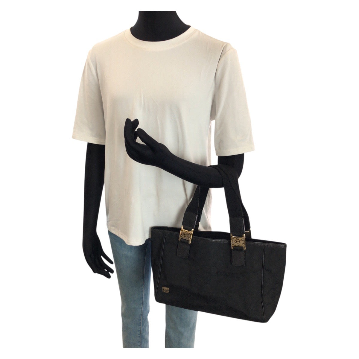 23257
GUCCI グッチ ホースビット ブラック 黒 ゴールド金具 GGキャンバス / レザー 145810 トートバッグ ハンドバッグ レディース AB28