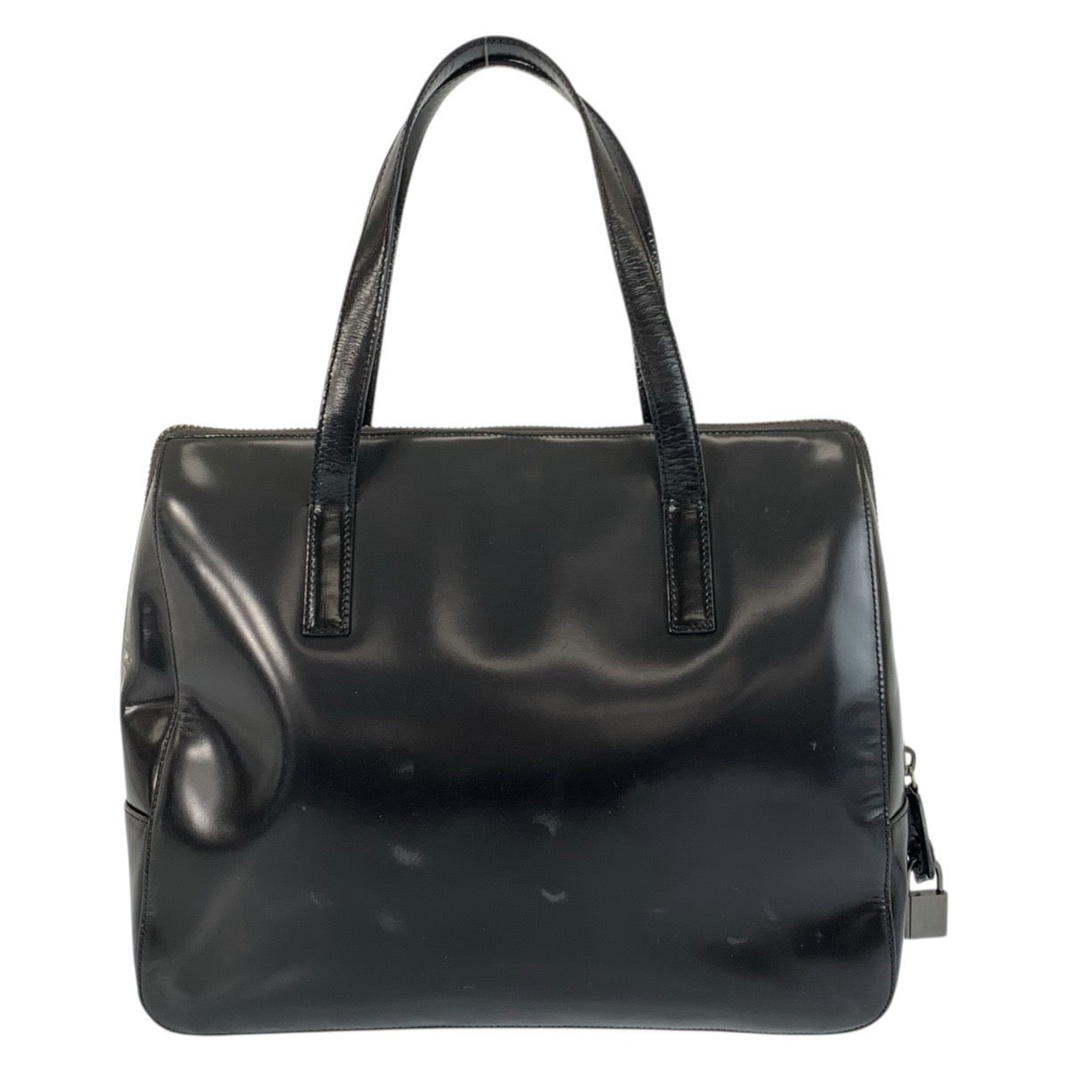 23258
PRADA プラダ ロゴ ブラック 黒 パテントレザー ハンドバッグ レディース AB42