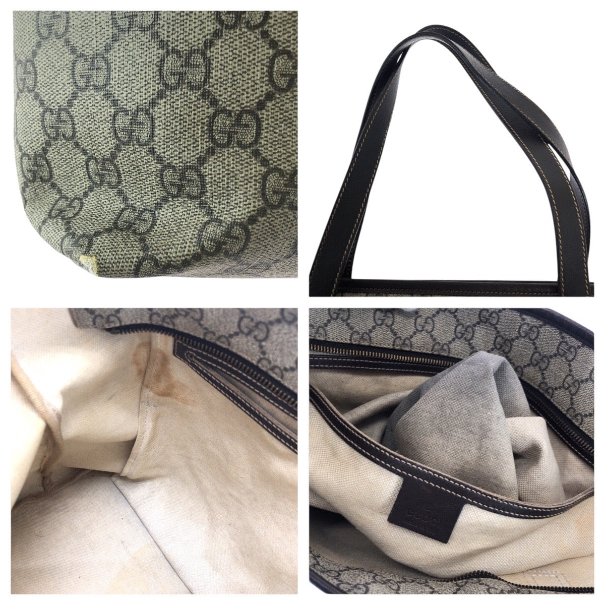 23259
GUCCI グッチ ベージュ ブラウン ゴールド金具 GGスプリームキャンバス / レザー 211137 トートバッグ ショルダーバッグ レディース AB28