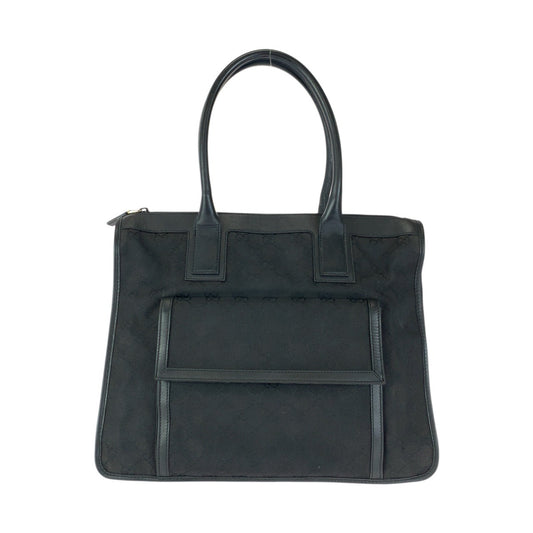 23264
GUCCI グッチ ブラック 黒 シルバー金具 GGキャンバス / レザー 000 0854 トートバッグ ハンドバッグ レディース ABP35