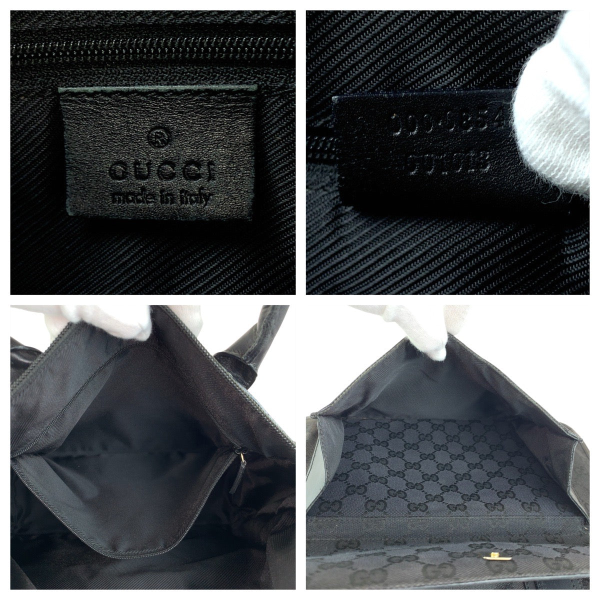 23264
GUCCI グッチ ブラック 黒 シルバー金具 GGキャンバス / レザー 000 0854 トートバッグ ハンドバッグ レディース ABP35