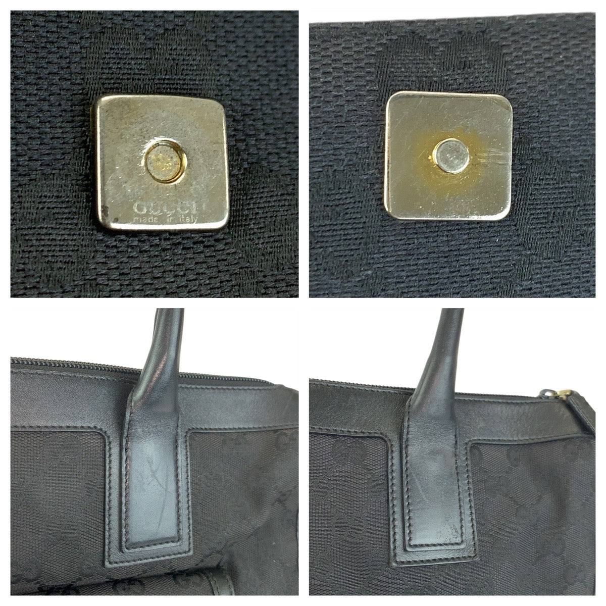 23264
GUCCI グッチ ブラック 黒 シルバー金具 GGキャンバス / レザー 000 0854 トートバッグ ハンドバッグ レディース ABP35