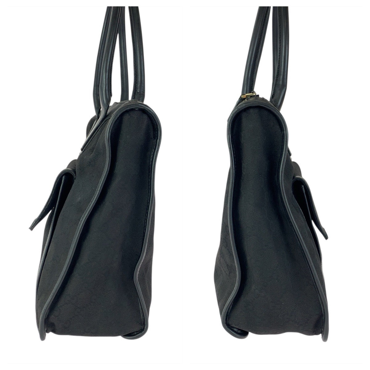 23264
GUCCI グッチ ブラック 黒 シルバー金具 GGキャンバス / レザー 000 0854 トートバッグ ハンドバッグ レディース ABP35