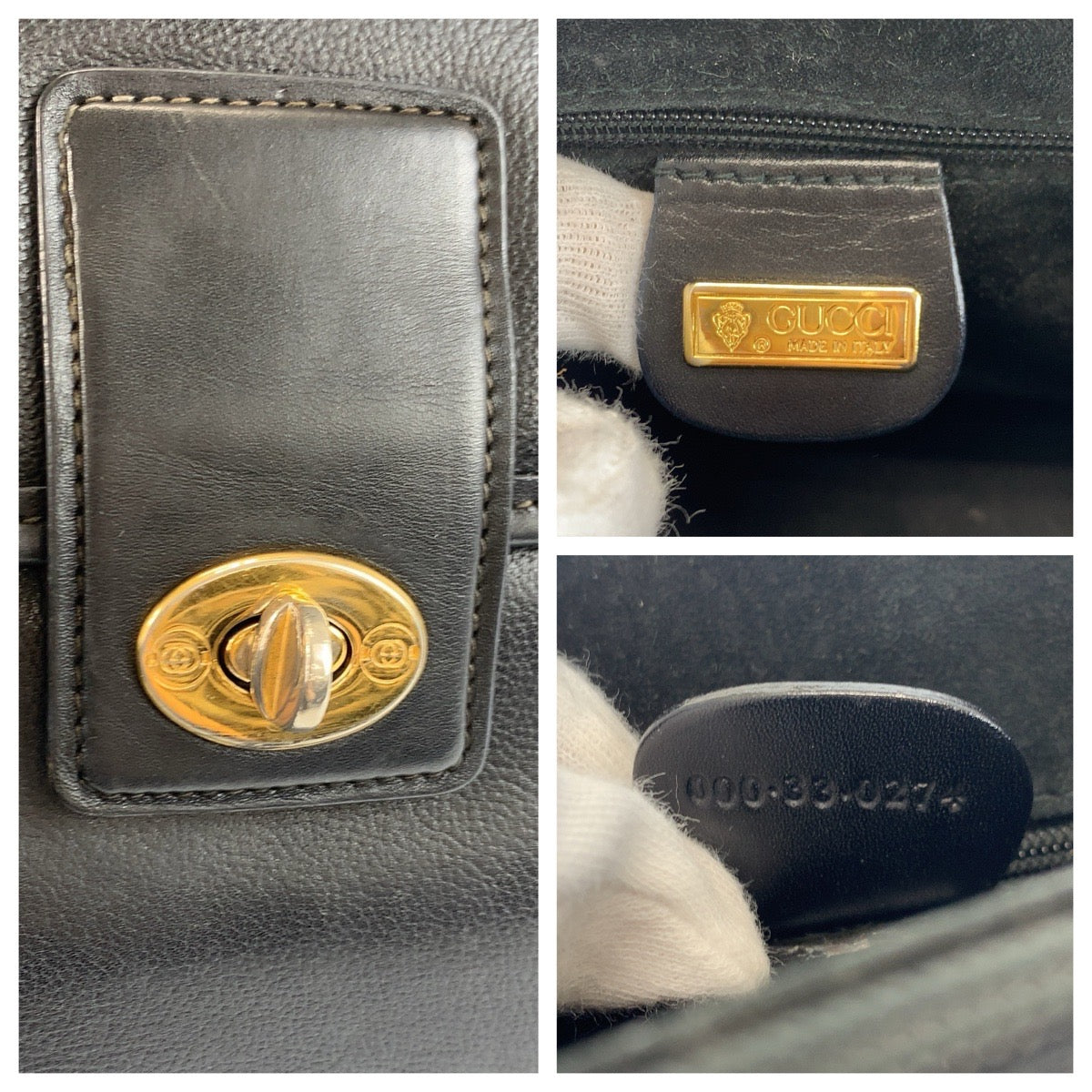 23268
GUCCI グッチ ヴィンテージ オールドグッチ ブラック 黒 ゴールド金具 レザー 000 33 0274 ハンドバッグ ショルダーバッグ 2way レディース ABP35