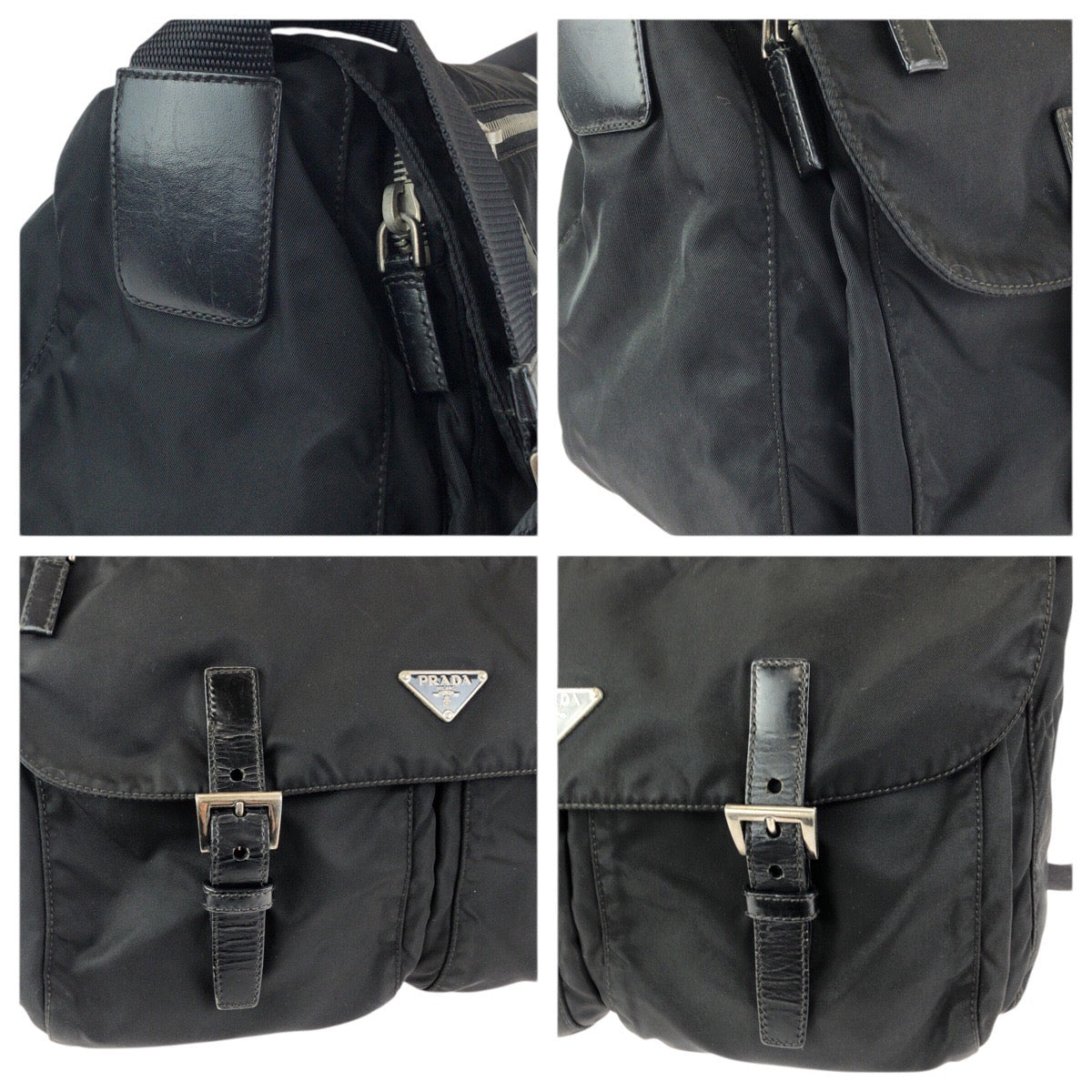 23269
PRADA プラダ テスート 三角ロゴプレート ブラック 黒 シルバー金具 ナイロン / レザー ショルダーバッグ メッセンジャーバッグ メンズ ABP42