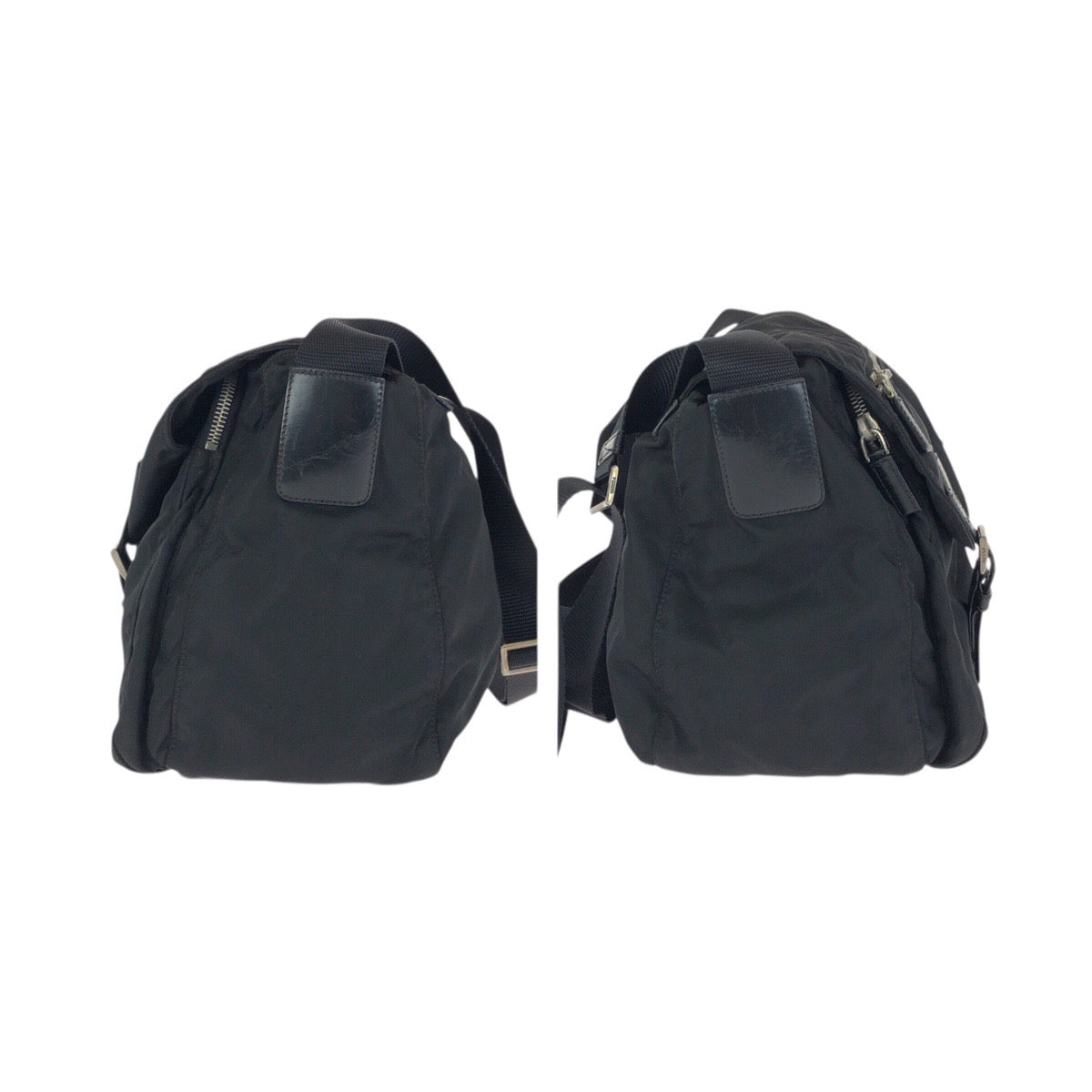 23269
PRADA プラダ テスート 三角ロゴプレート ブラック 黒 シルバー金具 ナイロン / レザー ショルダーバッグ メッセンジャーバッグ メンズ ABP42