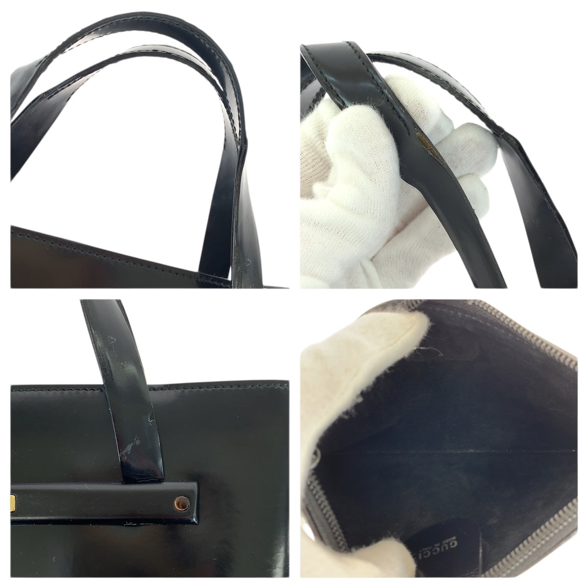 23271
GUCCI グッチ ヴィンテージ ブラック 黒 ゴールド金具 エナメル 000 2058 0558 0 ハンドバッグ レディース AB35