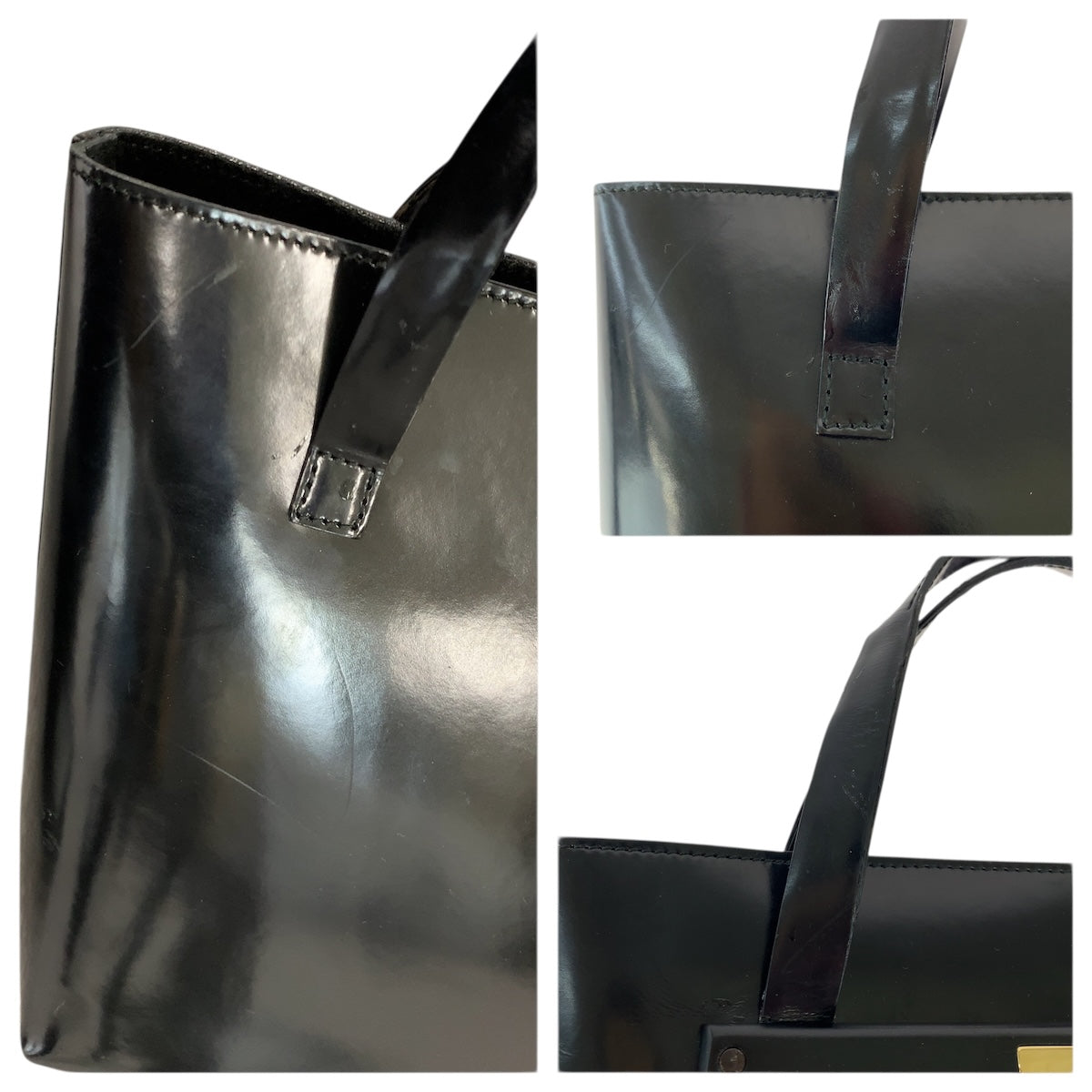 23271
GUCCI グッチ ヴィンテージ ブラック 黒 ゴールド金具 エナメル 000 2058 0558 0 ハンドバッグ レディース AB35