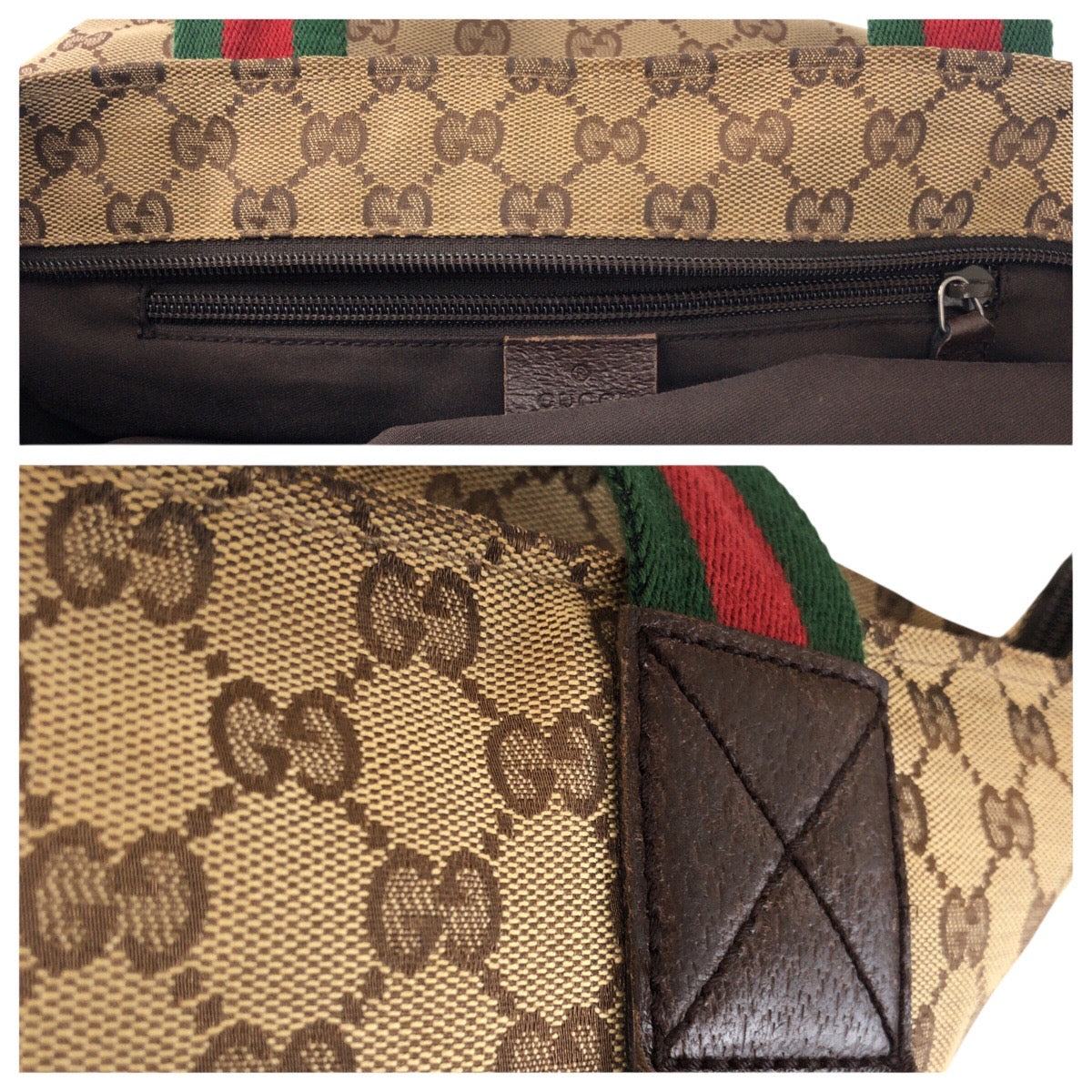 23272
GUCCI グッチ シェリーライン ベージュ ブラウン ガンメタ金具 GGキャンバス / レザー 131230 トートバッグ ショルダーバッグ レディース AB35