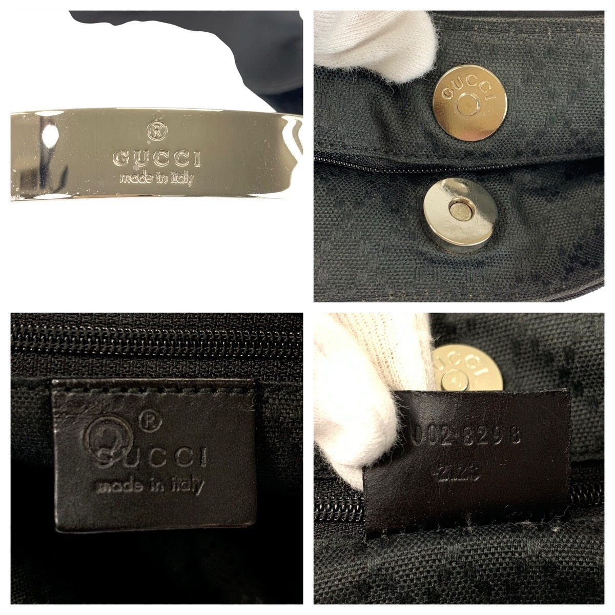 23274
GUCCI グッチ ブラック 黒 シルバー金具 ナイロン / レザー 002 8298 ショルダーバッグ ハンドバッグ レディース ABP28