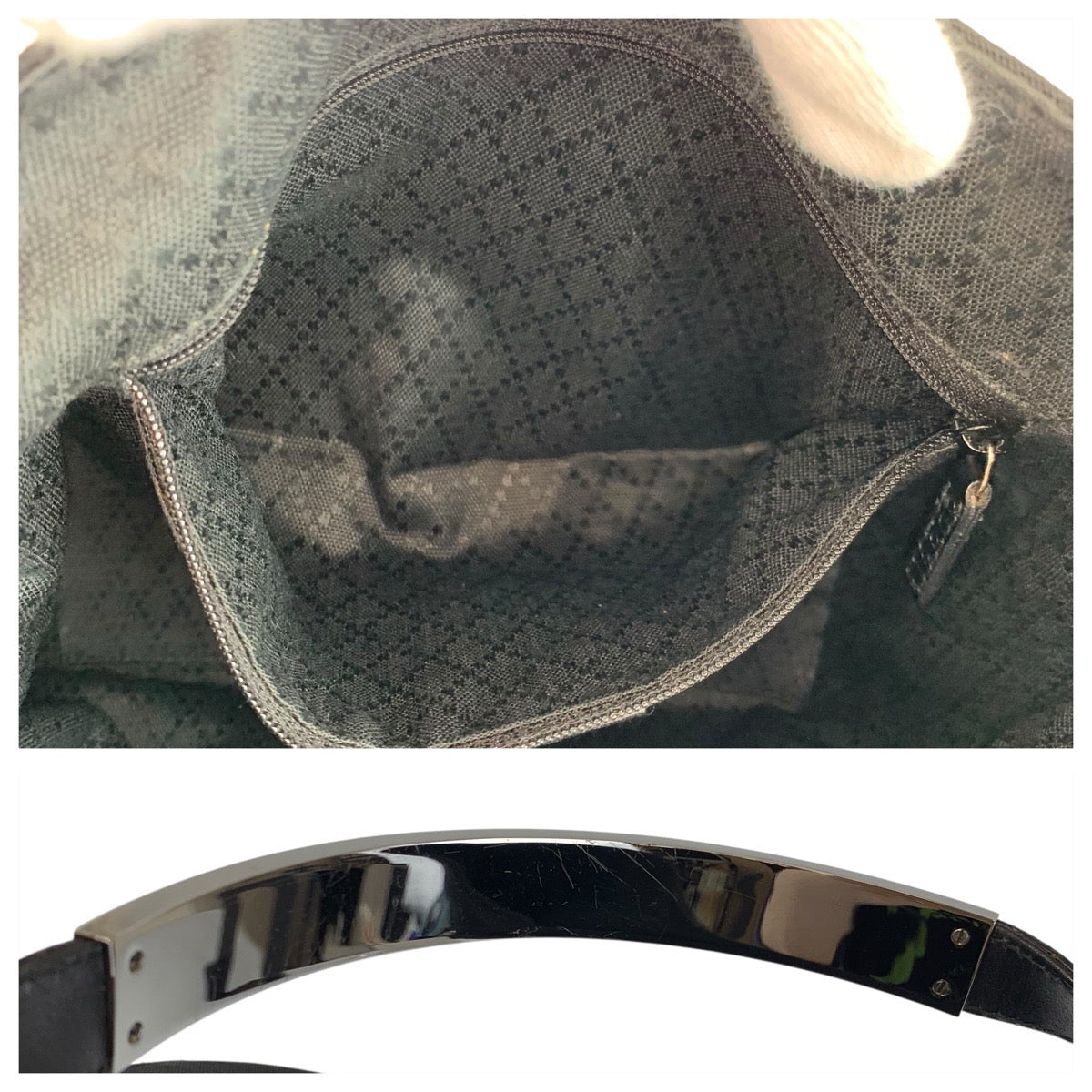 23274
GUCCI グッチ ブラック 黒 シルバー金具 ナイロン / レザー 002 8298 ショルダーバッグ ハンドバッグ レディース ABP28