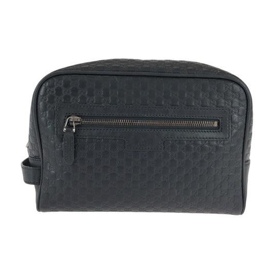 23275
GUCCI グッチ マイクログッチシマ ブラック 黒 シルバー金具 レザー 419775 クラッチバッグ セカンドバッグ メンズ AB28
