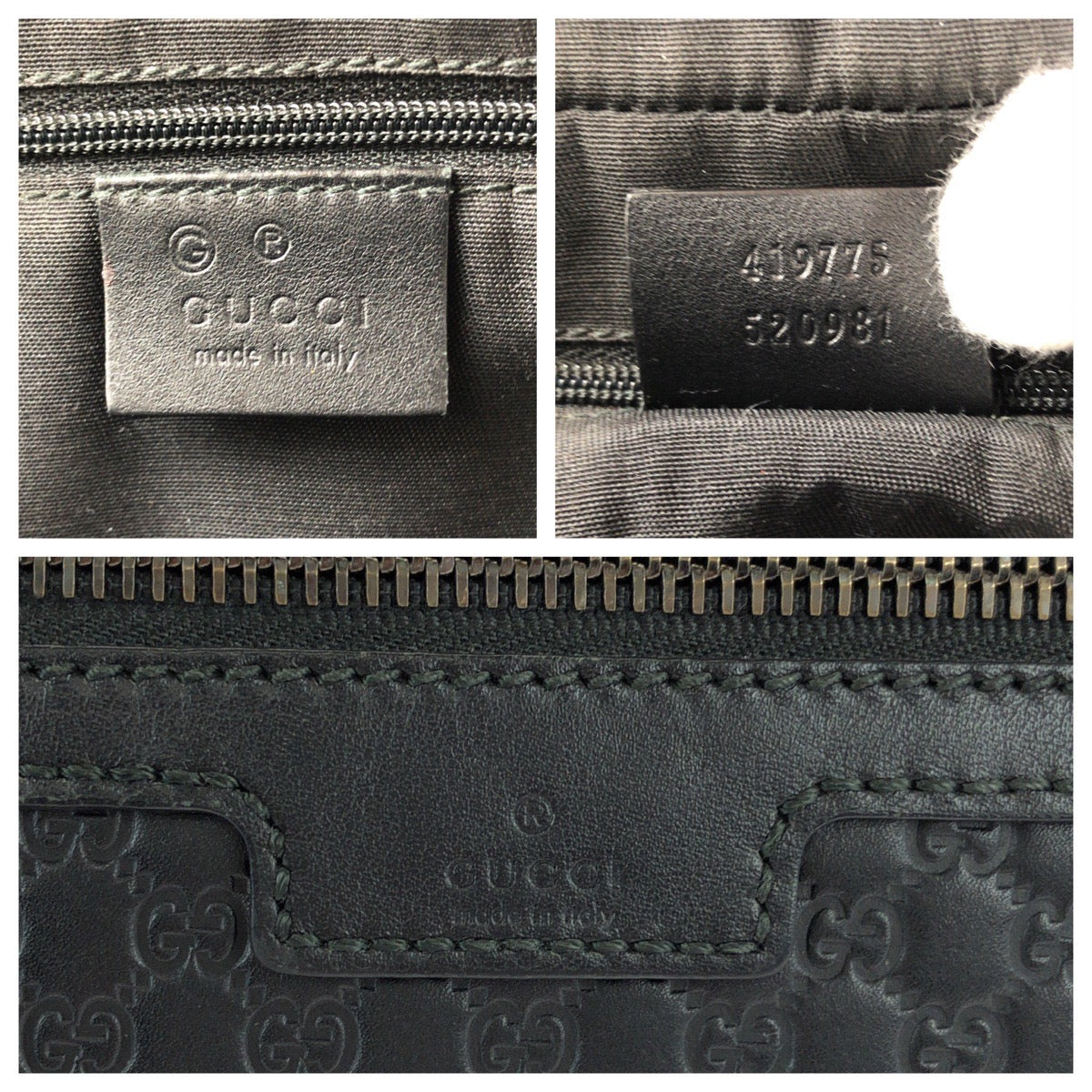 23275
GUCCI グッチ マイクログッチシマ ブラック 黒 シルバー金具 レザー 419775 クラッチバッグ セカンドバッグ メンズ AB28