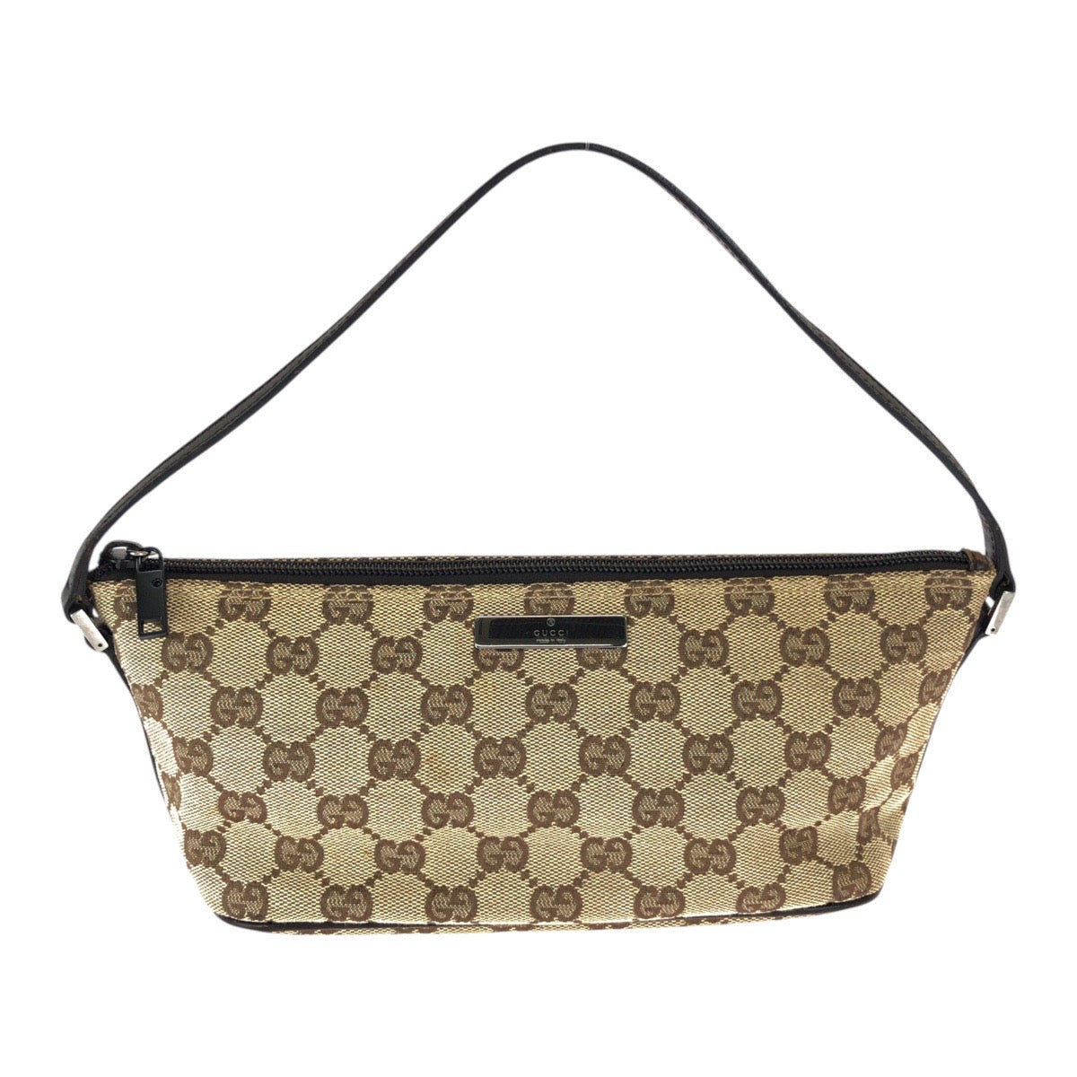 23276
GUCCI グッチ ベージュ ブラウン シルバー金具 GGキャンバス / レザー 07193 ハンドバッグ アクセサリーポーチ レディース AB21