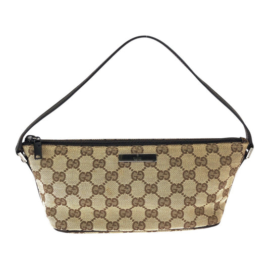 23276
GUCCI グッチ ベージュ ブラウン シルバー金具 GGキャンバス / レザー 07193 ハンドバッグ アクセサリーポーチ レディース AB21