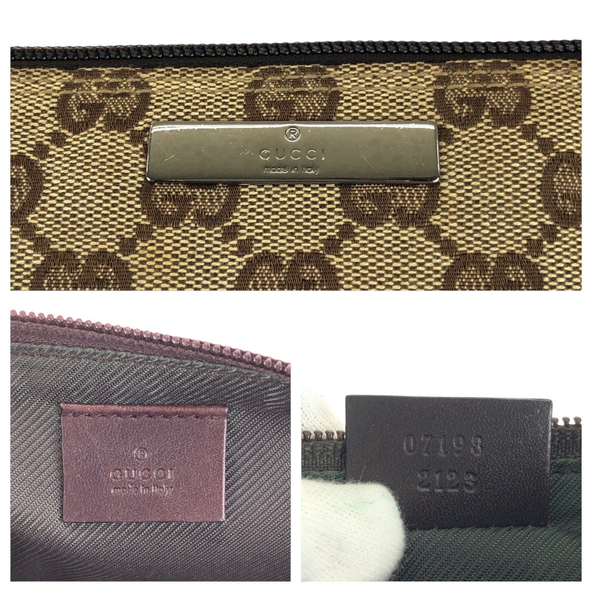 23276
GUCCI グッチ ベージュ ブラウン シルバー金具 GGキャンバス / レザー 07193 ハンドバッグ アクセサリーポーチ レディース AB21