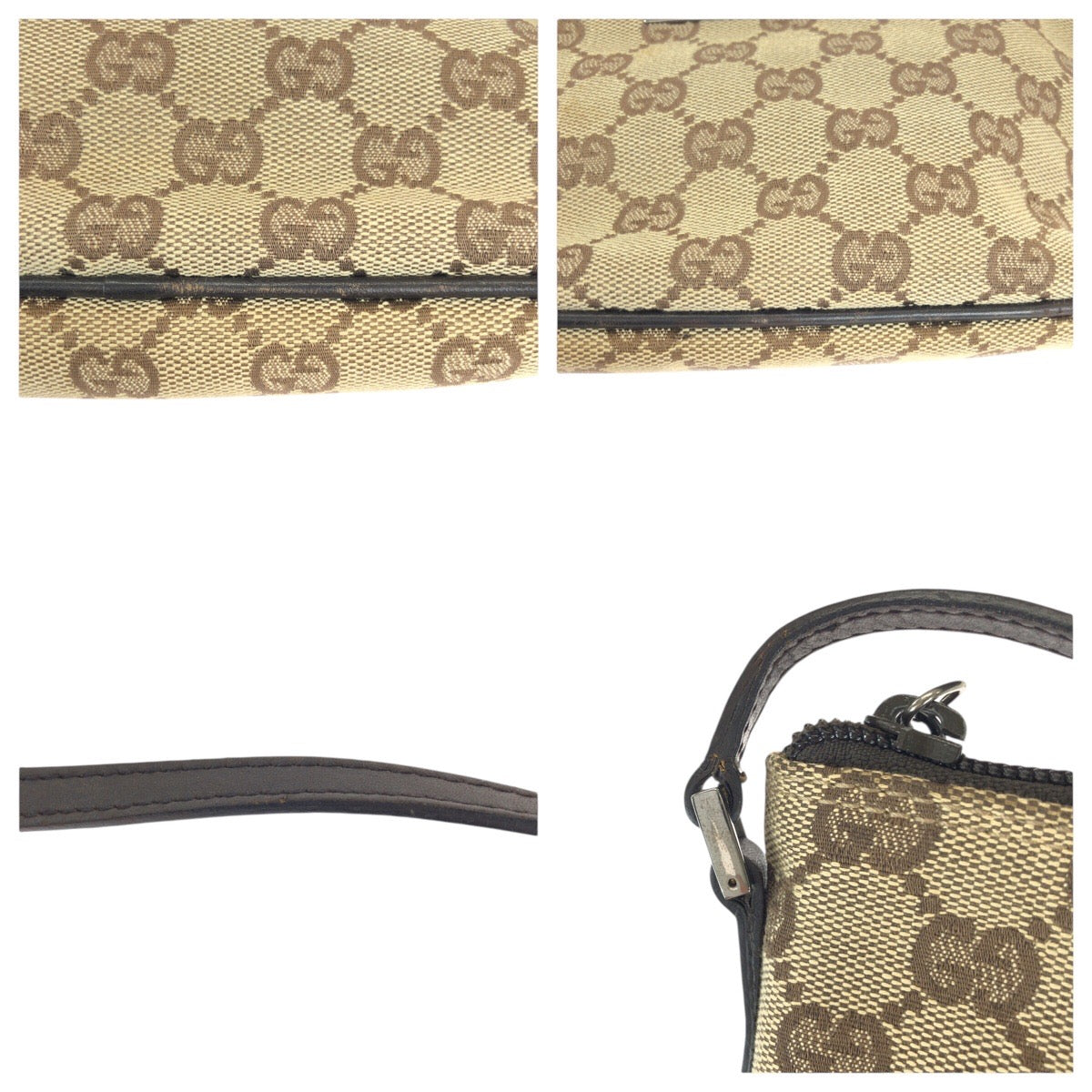 23276
GUCCI グッチ ベージュ ブラウン シルバー金具 GGキャンバス / レザー 07193 ハンドバッグ アクセサリーポーチ レディース AB21