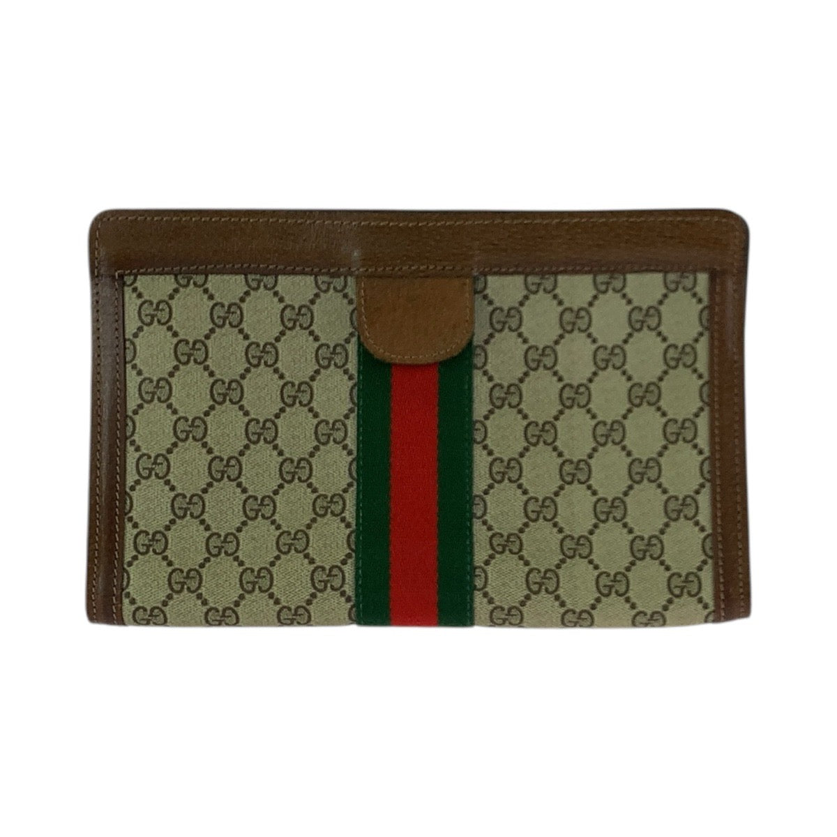 23279
GUCCI グッチ ヴィンテージ オールドグッチ シェリーライン ベージュ ブラウン GGスプリームキャンバス / レザー クラッチバッグ セカンドバッグ メンズ AB28