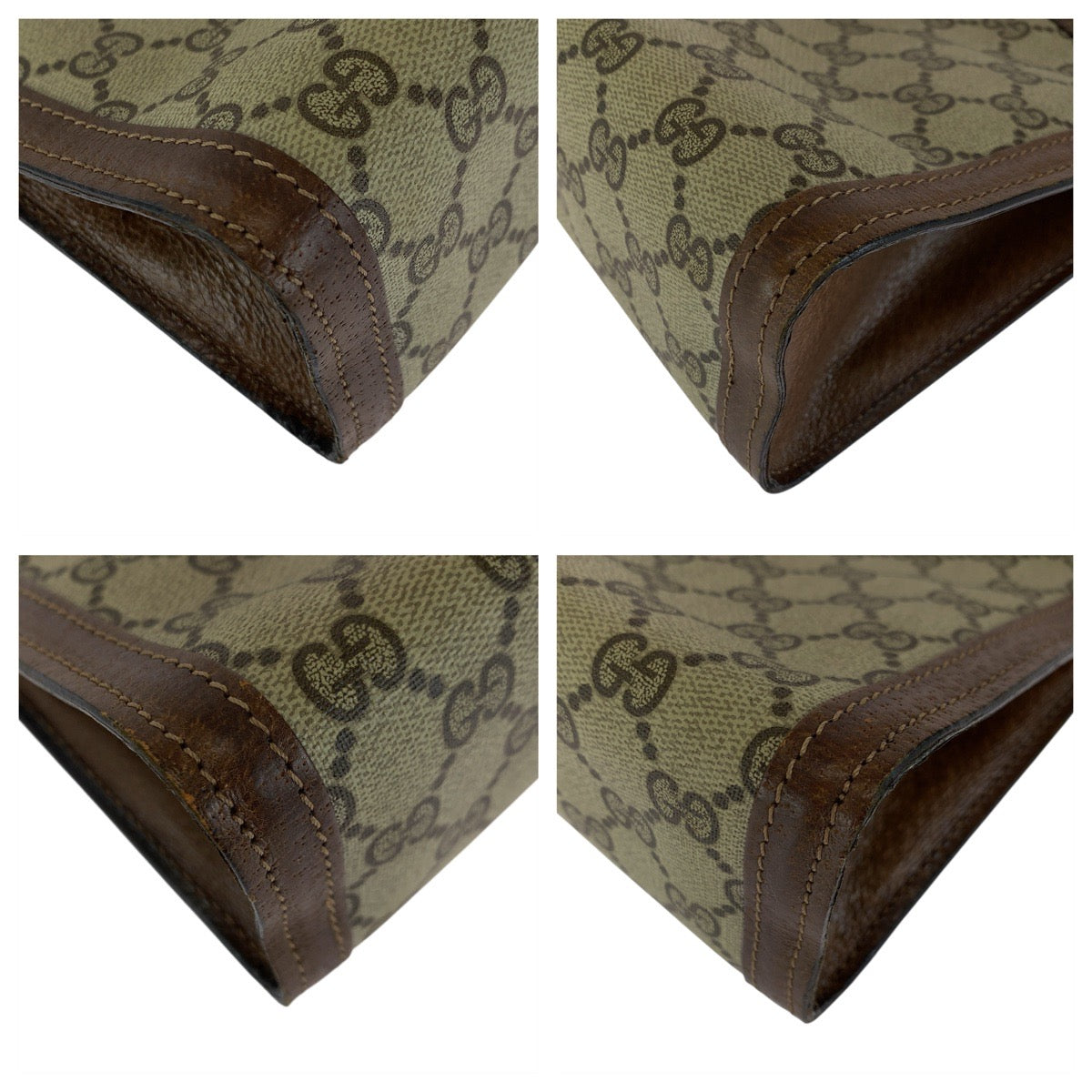 23279
GUCCI グッチ ヴィンテージ オールドグッチ シェリーライン ベージュ ブラウン GGスプリームキャンバス / レザー クラッチバッグ セカンドバッグ メンズ AB28