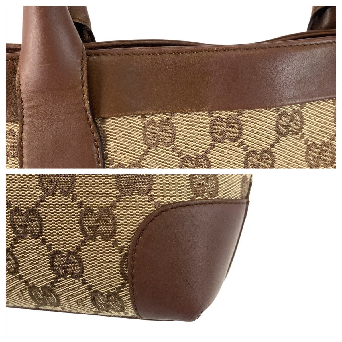 23280
GUCCI Beige Brown GG Canvas / Leather 33890 Tote Bag Shoulder Bag Women's ABP35