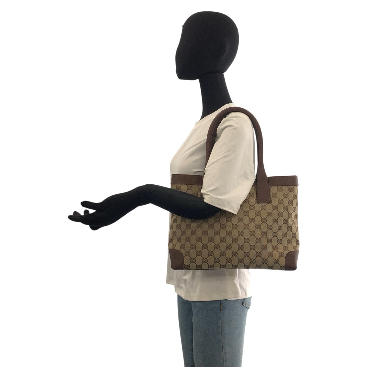 23280
GUCCI Beige Brown GG Canvas / Leather 33890 Tote Bag Shoulder Bag Women's ABP35
