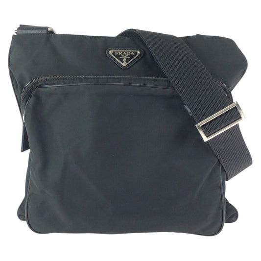 23281
PRADA プラダ テスート 三角ロゴプレート ブラック 黒 シルバー金具 ナイロン ショルダーバッグ メッセンジャーバッグ レディース ABP35