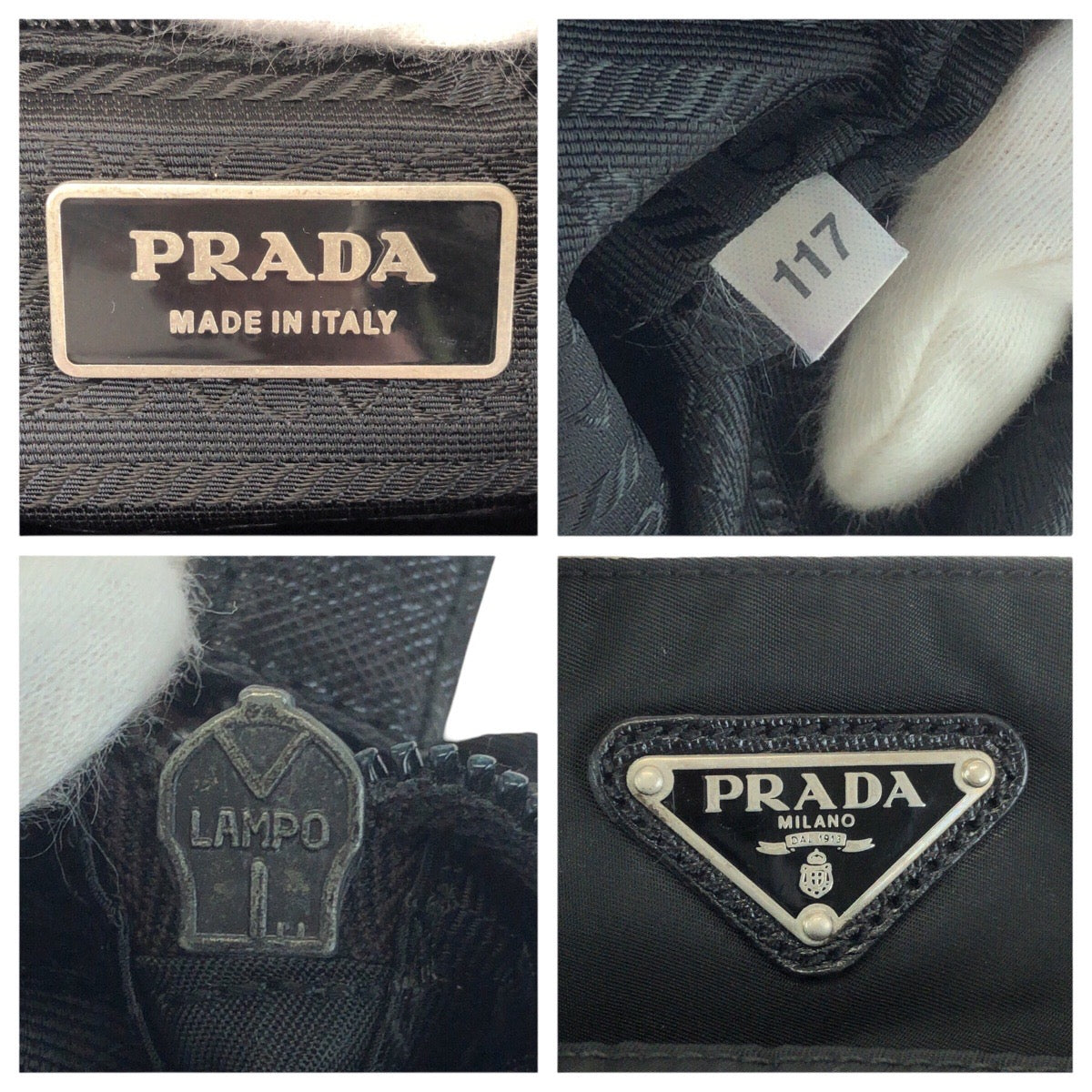23281
PRADA プラダ テスート 三角ロゴプレート ブラック 黒 シルバー金具 ナイロン ショルダーバッグ メッセンジャーバッグ レディース ABP35