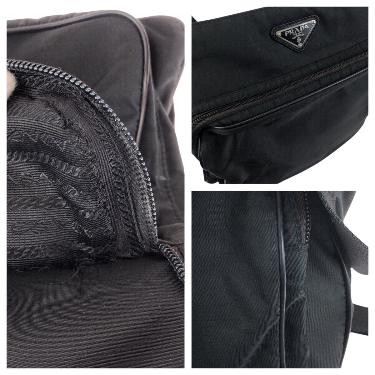 23281
PRADA プラダ テスート 三角ロゴプレート ブラック 黒 シルバー金具 ナイロン ショルダーバッグ メッセンジャーバッグ レディース ABP35
