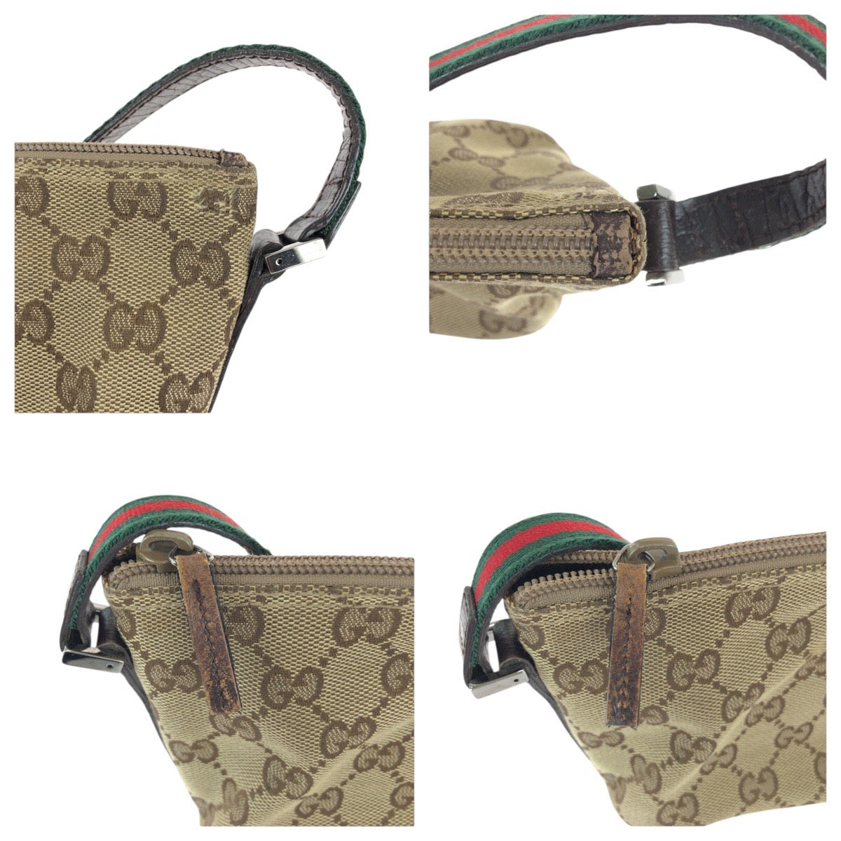 23283
GUCCI グッチ シェリーライン ベージュ シルバー金具 GGキャンバス / レザー 141809 ハンドバッグ アクセサリーポーチ レディース AB28