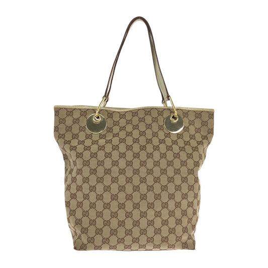 23284
GUCCI グッチ ベージュ ホワイト ゴールド金具 GGキャンバス / レザー 120836 トートバッグ ショルダーバッグ レディース AB21