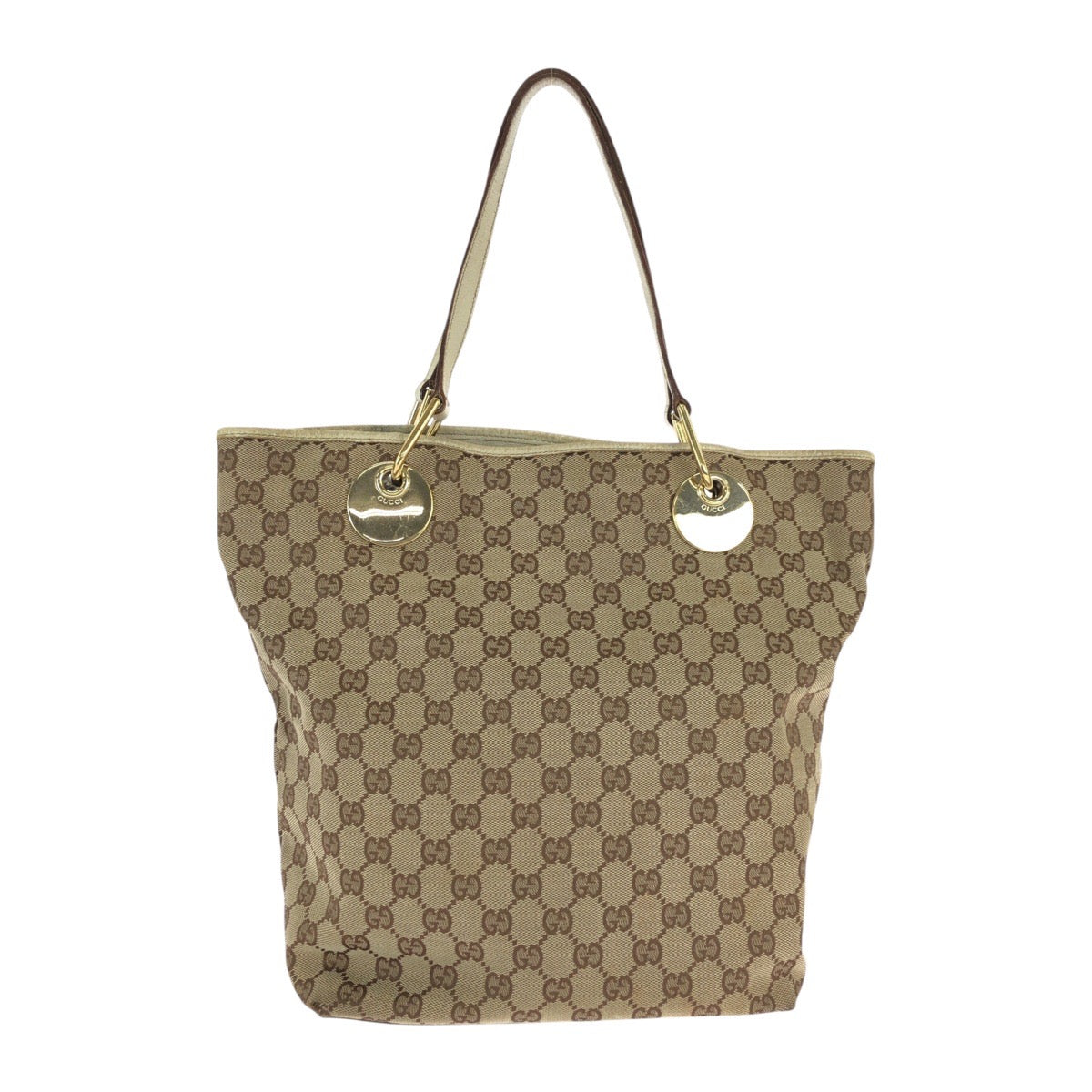 23284
GUCCI グッチ ベージュ ホワイト ゴールド金具 GGキャンバス / レザー 120836 トートバッグ ショルダーバッグ レディース AB21