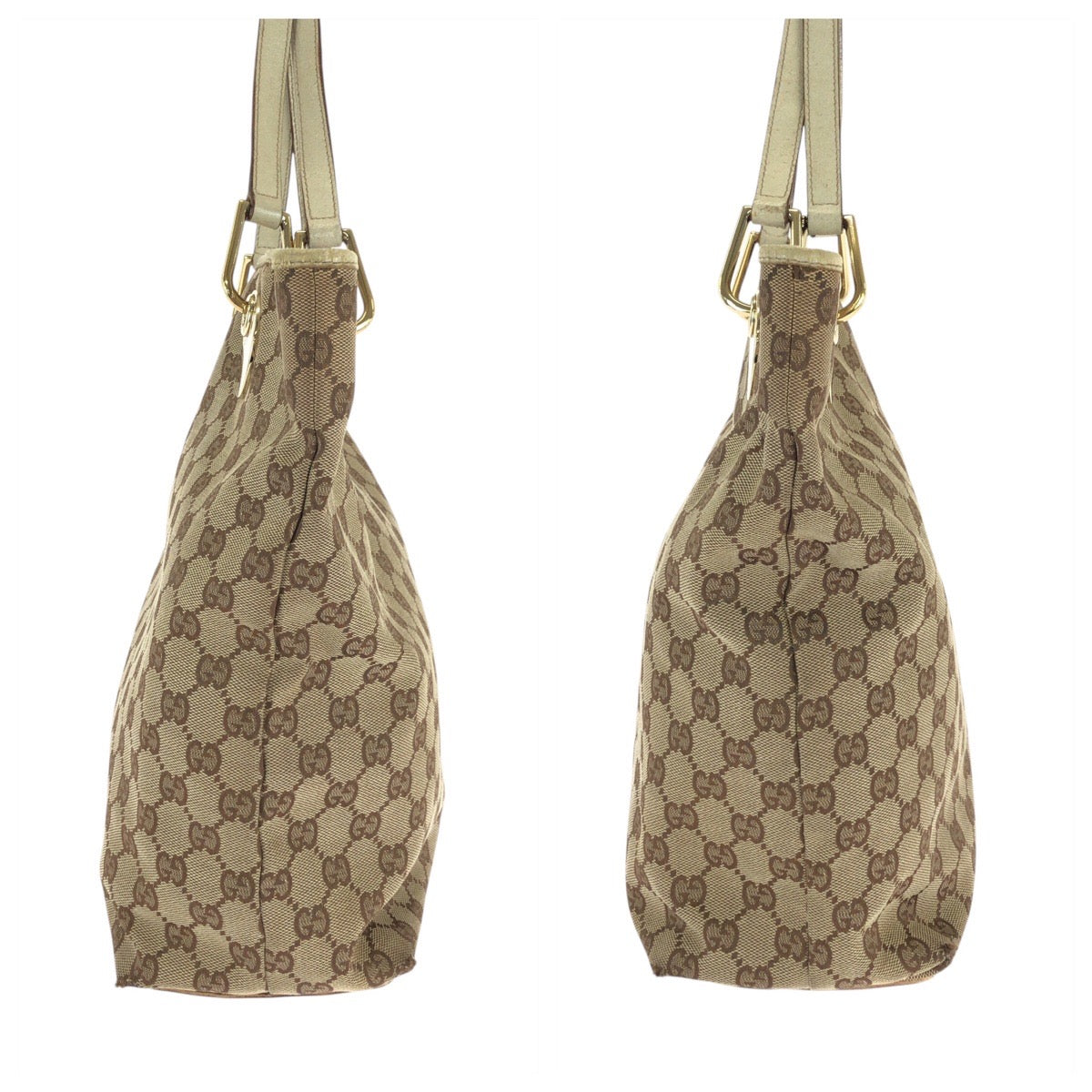 23284
GUCCI グッチ ベージュ ホワイト ゴールド金具 GGキャンバス / レザー 120836 トートバッグ ショルダーバッグ レディース AB21