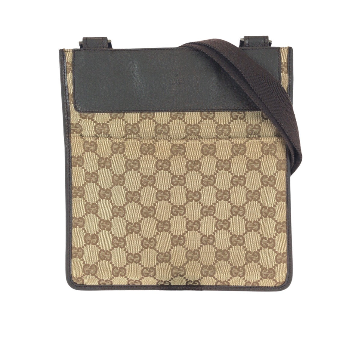 23285
GUCCI グッチ ブラウン ベージュ シルバー金具 GGキャンバス / レザー 27639 ショルダーバッグ ポシェット レディース ABP35