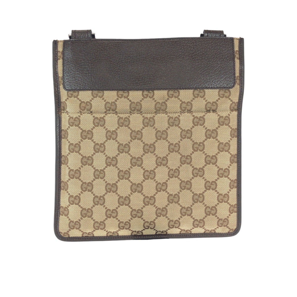 23285
GUCCI グッチ ブラウン ベージュ シルバー金具 GGキャンバス / レザー 27639 ショルダーバッグ ポシェット レディース ABP35