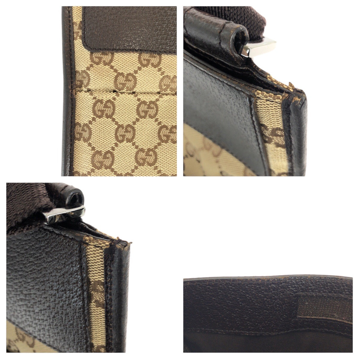 23285
GUCCI グッチ ブラウン ベージュ シルバー金具 GGキャンバス / レザー 27639 ショルダーバッグ ポシェット レディース ABP35