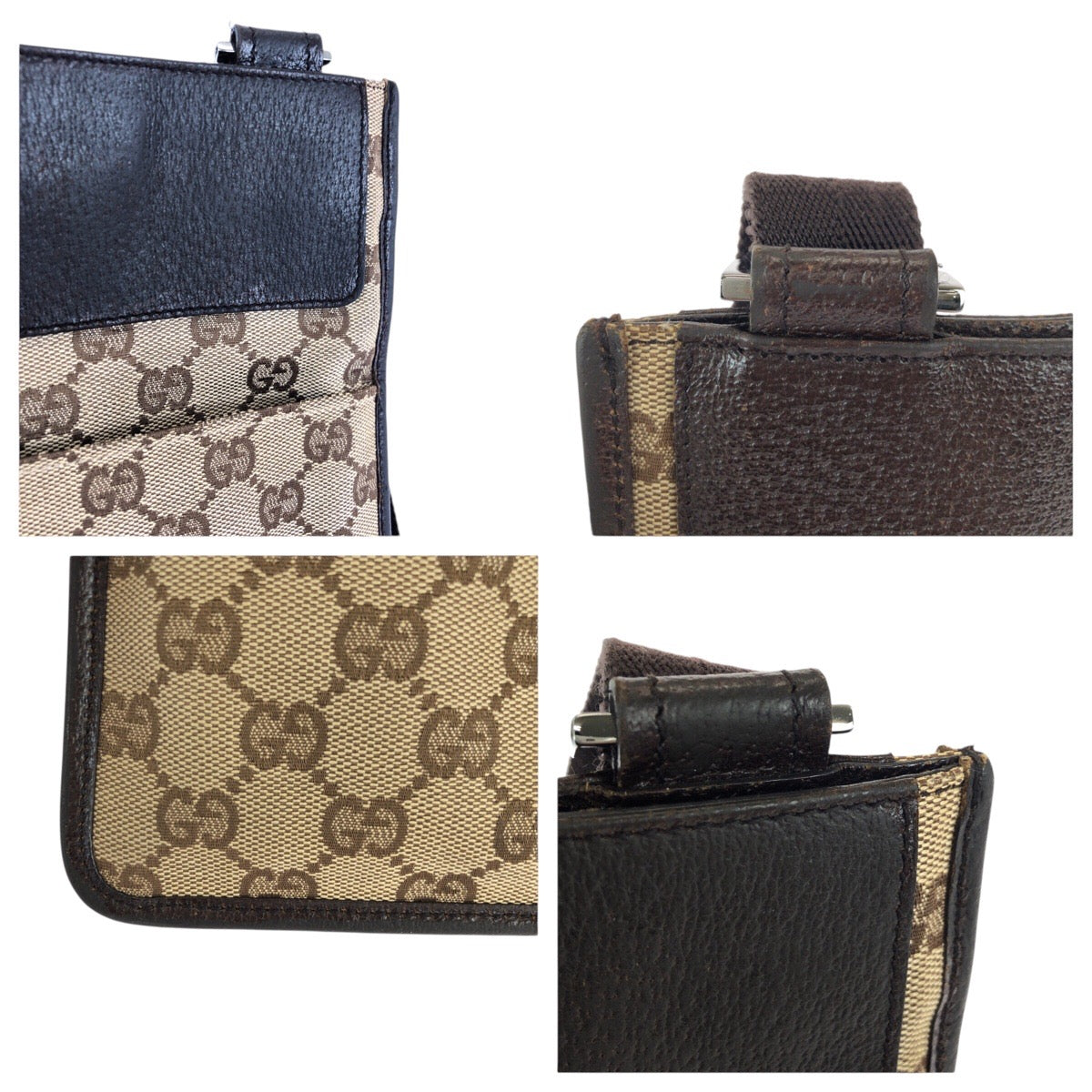 23285
GUCCI グッチ ブラウン ベージュ シルバー金具 GGキャンバス / レザー 27639 ショルダーバッグ ポシェット レディース ABP35