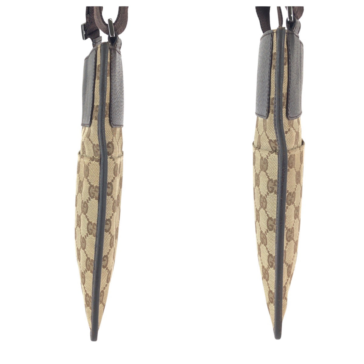 23285
GUCCI グッチ ブラウン ベージュ シルバー金具 GGキャンバス / レザー 27639 ショルダーバッグ ポシェット レディース ABP35