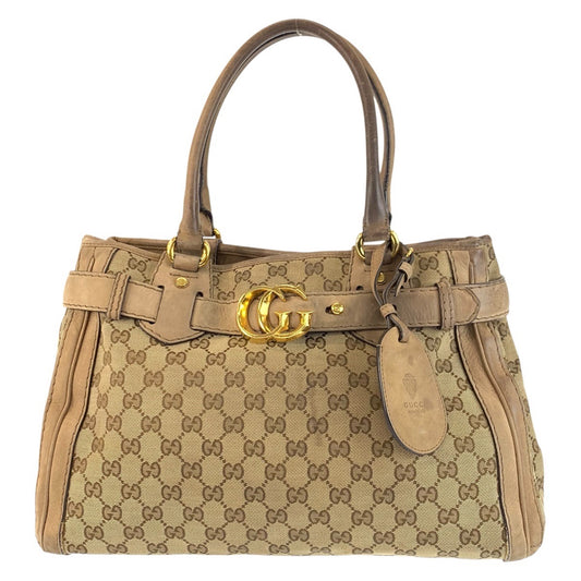 23288
GUCCI グッチ ヴィンテージ GGランニング ベージュ ゴールド金具 GGキャンバス / レザー 247183 トートバッグ ハンドバッグ レディース AB35