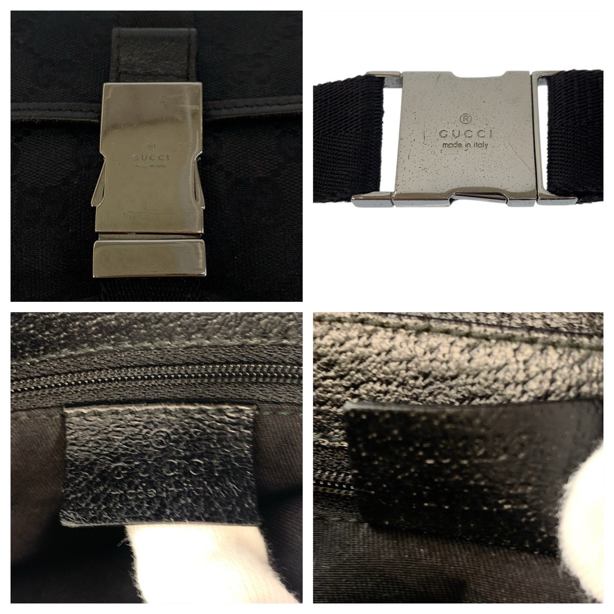 23328
GUCCI グッチ ブラック 黒 シルバー金具 GGキャンバス / レザー 131236 ボディバッグ ウエストポーチ 男女兼用 レディース AB32