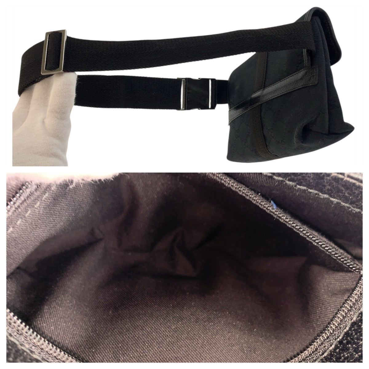23328
GUCCI グッチ ブラック 黒 シルバー金具 GGキャンバス / レザー 131236 ボディバッグ ウエストポーチ 男女兼用 レディース AB32