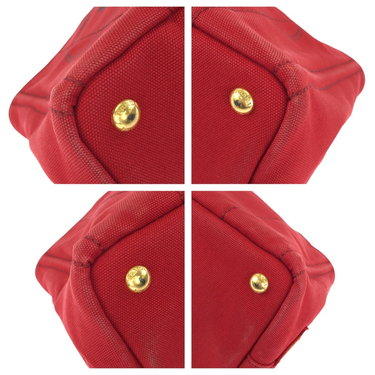 23289
PRADA プラダ カナパ レッド ゴールド金具 キャンバス トートバッグ ハンドバッグ レディース AB38