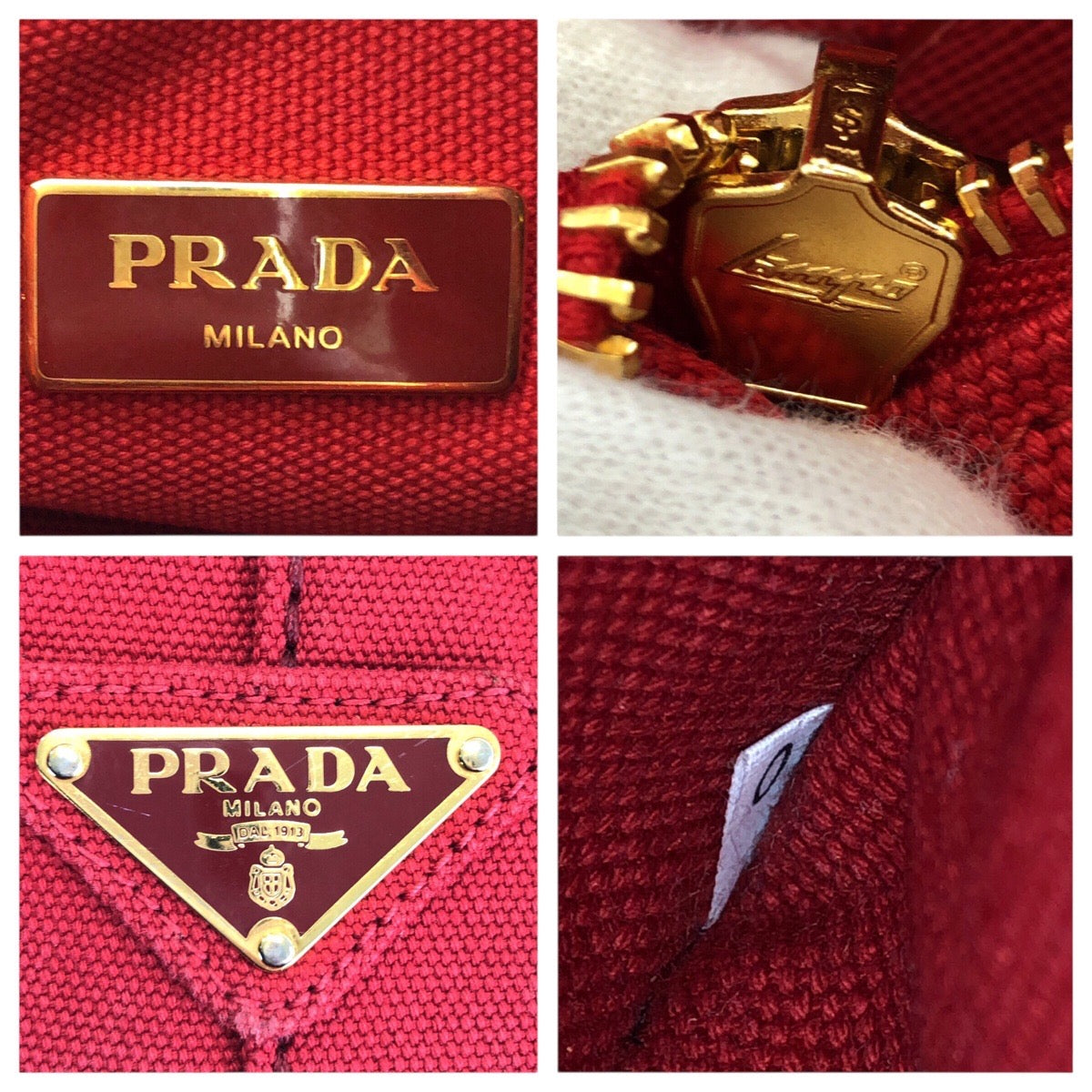 23289
PRADA プラダ カナパ レッド ゴールド金具 キャンバス トートバッグ ハンドバッグ レディース AB38