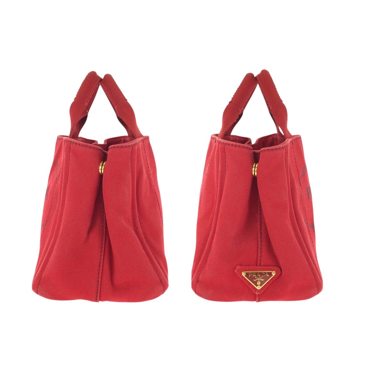 23289
PRADA プラダ カナパ レッド ゴールド金具 キャンバス トートバッグ ハンドバッグ レディース AB38