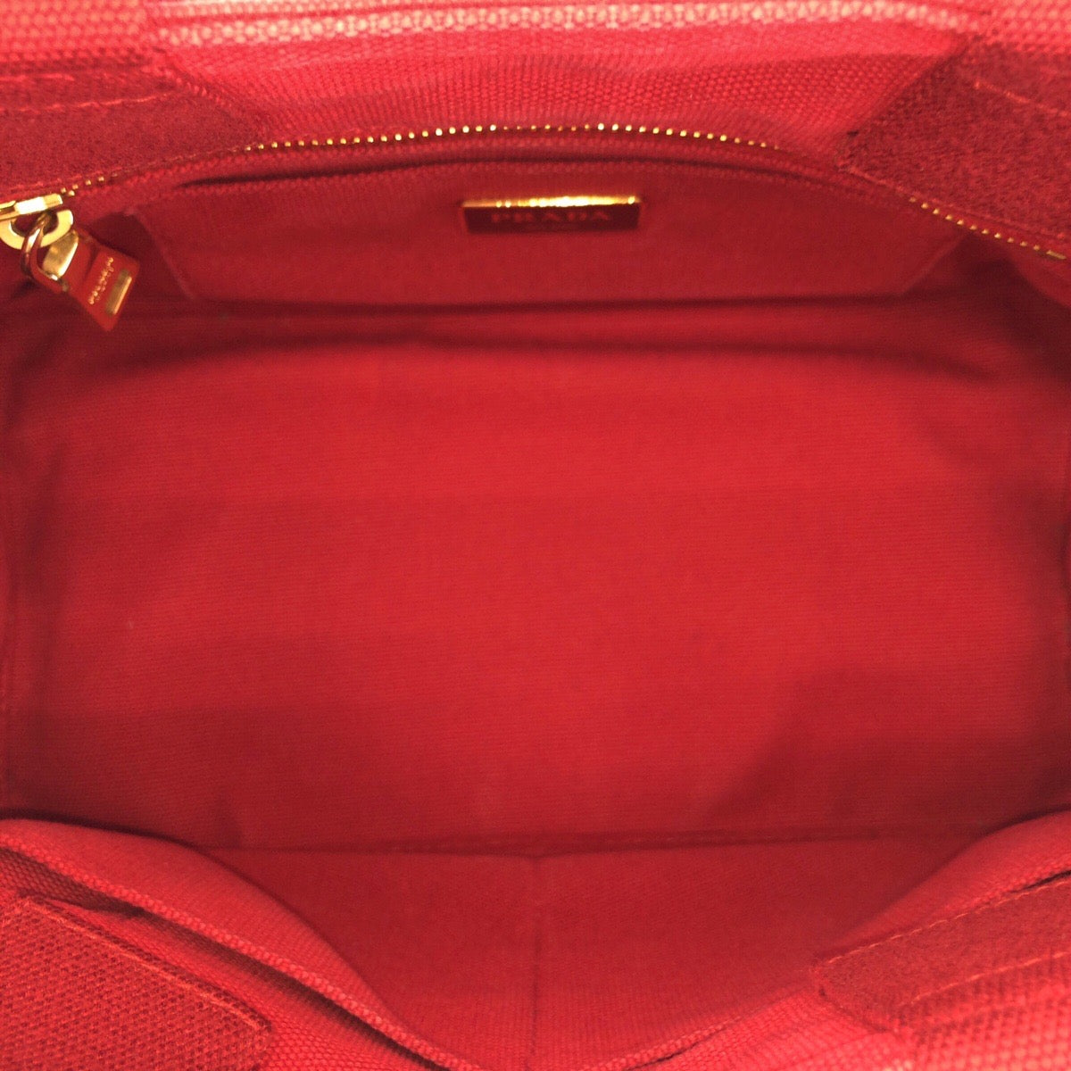 23289
PRADA プラダ カナパ レッド ゴールド金具 キャンバス トートバッグ ハンドバッグ レディース AB38