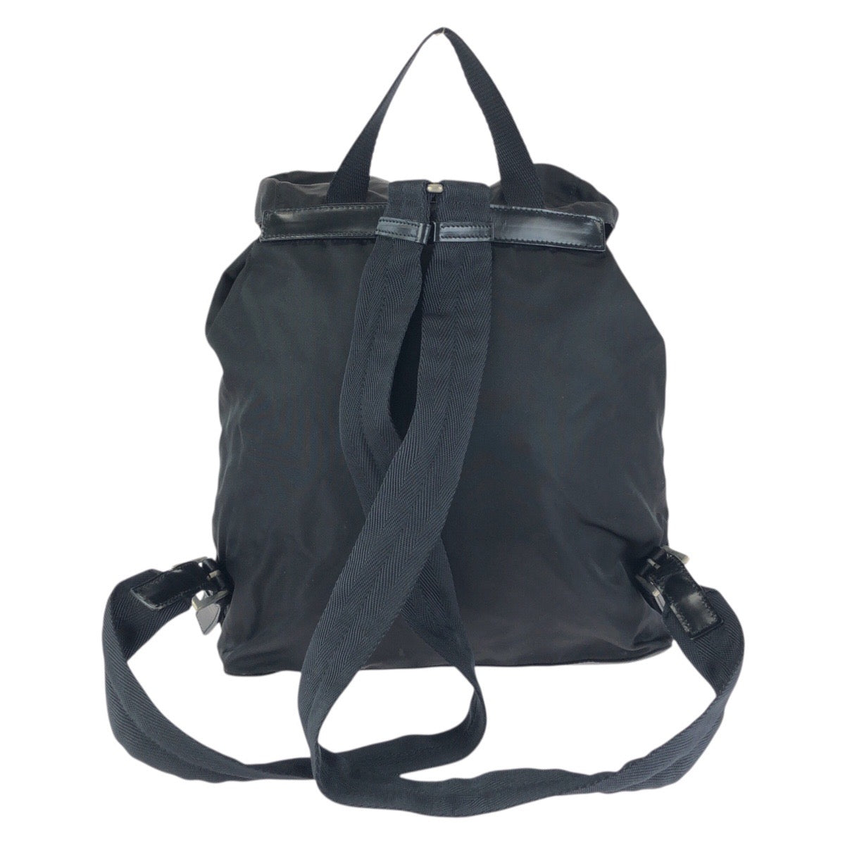 23290
PRADA プラダ テスート 三角ロゴプレート ブラック 黒 シルバー金具 ナイロン / レザー リュックサック バックパック レディース ABP42